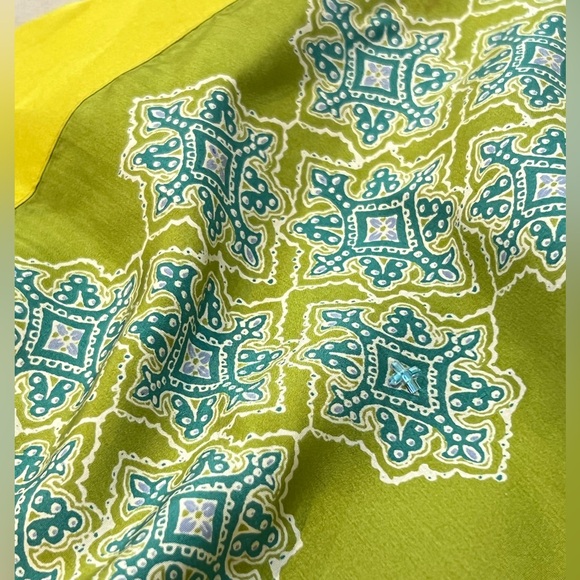 Express 100% Silk Ombré Beaded Wrap Skirt In Green Yellow Size 11/12 - Picture 10 of 11